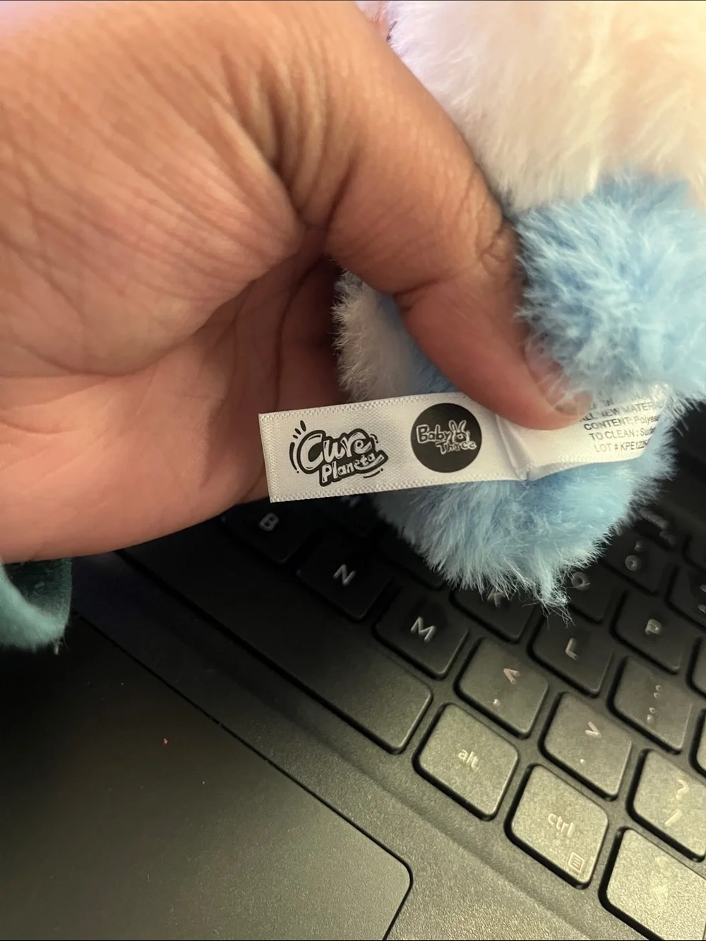 Plush Bunny Hood Small Pet Toy - Cream and Blue
